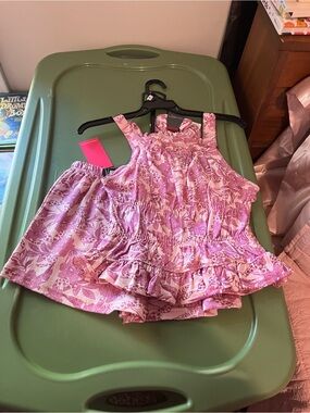 Vince Camuto Purple Floral Ruffle Tank Top & Short Set